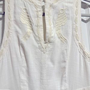 Free People little white dress, size 4, boho, embroidered